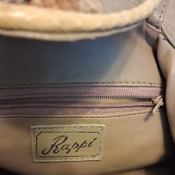 Rappi 80s Leather & Snakeskin Convertible Bag 🤎🐍 Tan/Brown Vintage Clutch - Picture 9 of 16